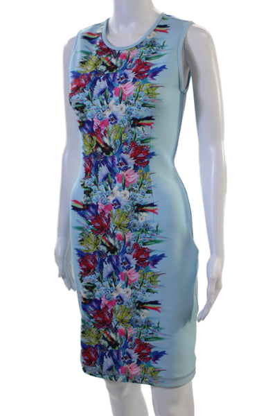 Cynthia Rowley Womens Bodycon Sheath Floral Light Blue Sleeveless Dress Size 6