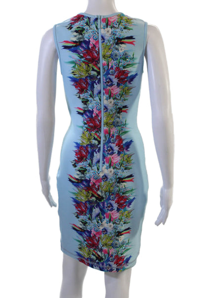Cynthia Rowley Womens Bodycon Sheath Floral Light Blue Sleeveless Dress Size 6