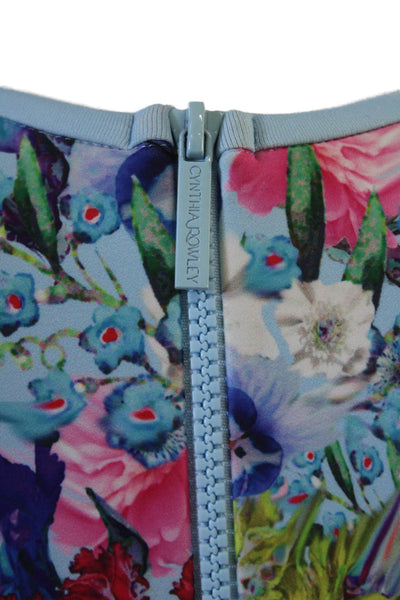Cynthia Rowley Womens Bodycon Sheath Floral Light Blue Sleeveless Dress Size 6