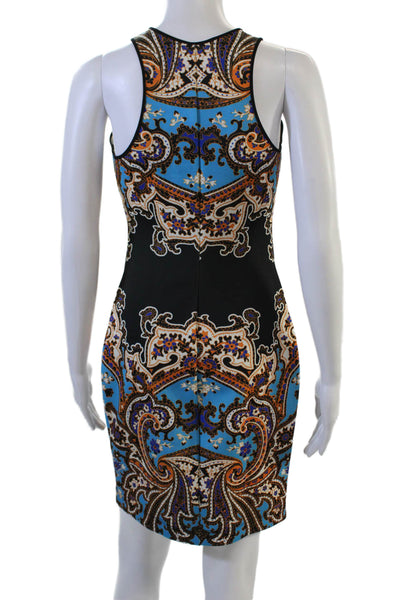 Clover Canyon Women Bodycon Sheath Black Paisley Midi Dress Zip Size M