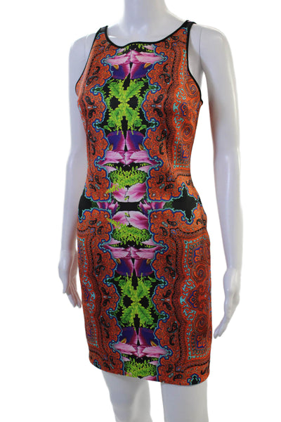 Clover Canyon Women Bodycon Tank Dress Black Graphic Print Sleeveless Size M