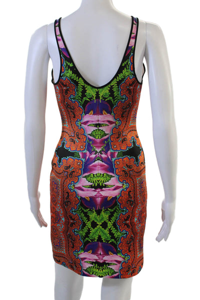 Clover Canyon Women Bodycon Tank Dress Black Graphic Print Sleeveless Size M
