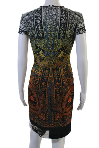 Clover Canyon Womens Bodycon Sheath Midi Dress Black Short Sleeve Size M