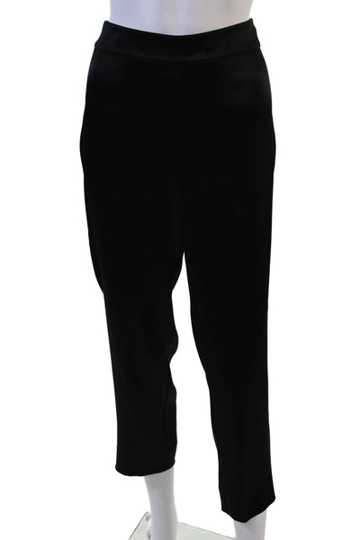 St. John Caviar Women Ankle Cropped Dress Pants Black Zip 78% Triacetate Size 4