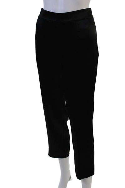 St. John Caviar Women Ankle Cropped Dress Pants Black Zip 78% Triacetate Size 4
