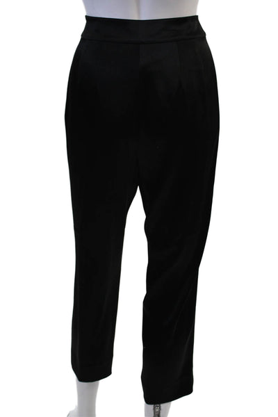 St. John Caviar Women Ankle Cropped Dress Pants Black Zip 78% Triacetate Size 4