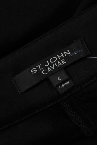 St. John Caviar Women Ankle Cropped Dress Pants Black Zip 78% Triacetate Size 4