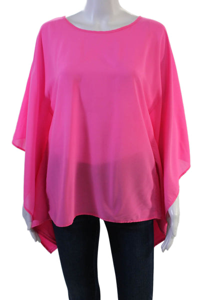 Drew Womens Kimono Blouse Pink Silk Blend Sleeveless Round Neck Size M