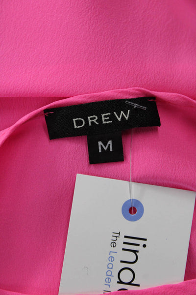 Drew Womens Kimono Blouse Pink Silk Blend Sleeveless Round Neck Size M
