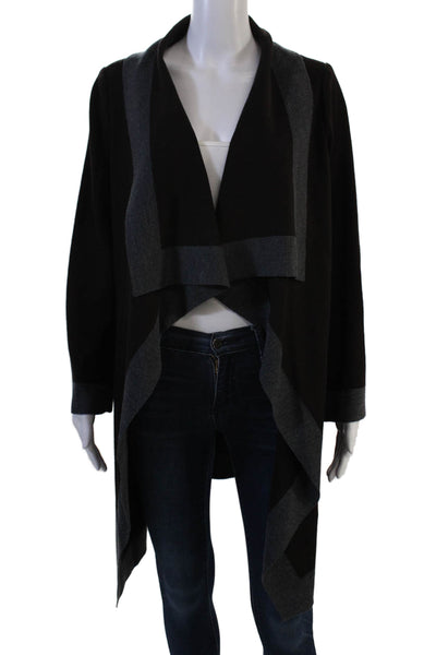 St. John Collection Women Black Wool Blend V-Neck Long Sleeve Coatigan Size PP