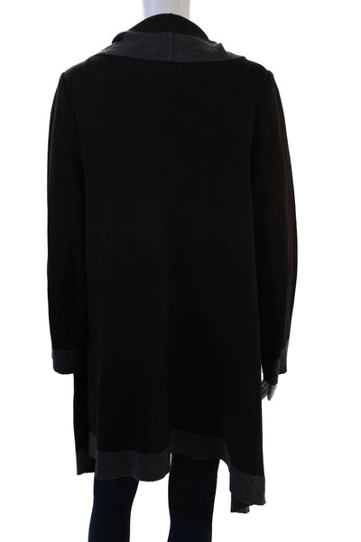 St. John Collection Women Black Wool Blend V-Neck Long Sleeve Coatigan Size PP
