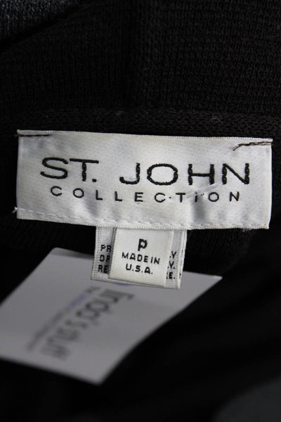 St. John Collection Women Black Wool Blend V-Neck Long Sleeve Coatigan Size PP