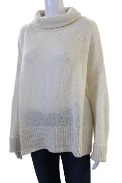 New Scotland Unisex Cashmere Silk Turtleneck Pullover Beige Size S