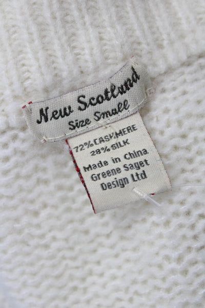 New Scotland Unisex Cashmere Silk Turtleneck Pullover Beige Size S