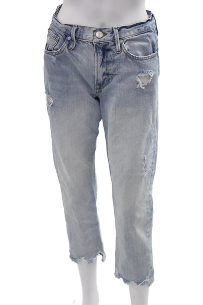 Frame Womens Light Blue Cropped Boyfriend Jeans Size 26