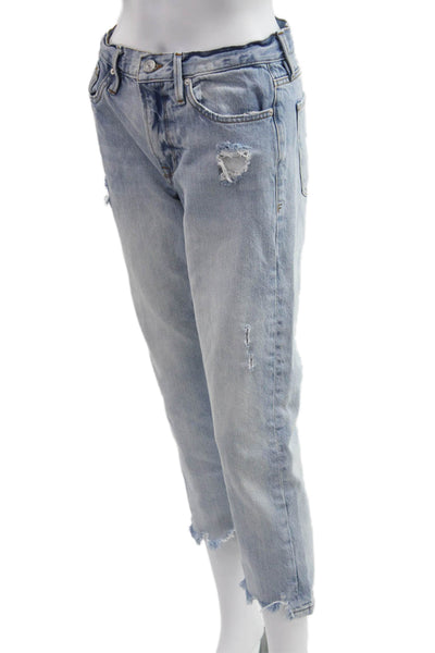 Frame Womens Light Blue Cropped Boyfriend Jeans Size 26