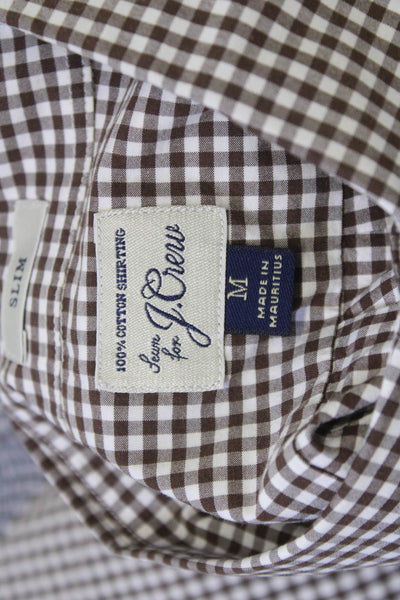 J Crew Mens Button-Down Brown Check Cotton Shirt Long Sleeve Size M