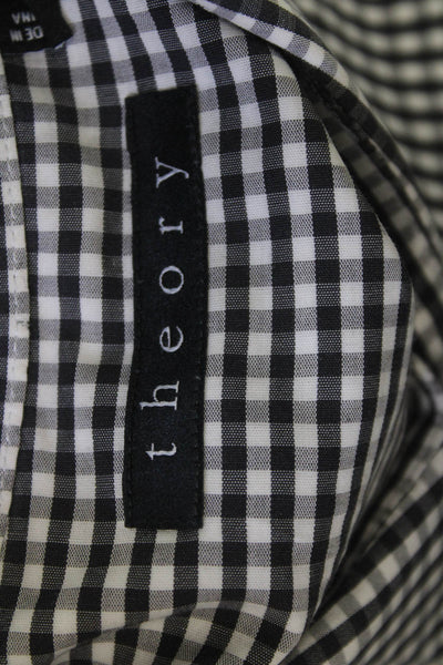 Theory Mens Plaid Button Down Sylvain Amicable Shirt Black Cotton Size Large