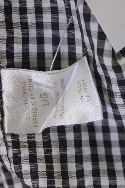 Theory Mens Plaid Button Down Sylvain Amicable Shirt Black Cotton Size Large