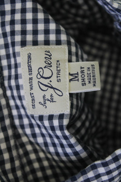 J Crew Mens Button-Down Dress Shirt Dark Blue Check Cotton Long Sleeve Size M