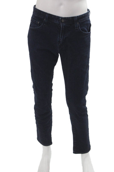 AG Adriano Goldschmied Mens Skinny Straight Jeans Dark Blue Button Size 32