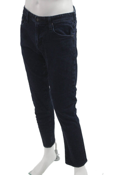 AG Adriano Goldschmied Mens Skinny Straight Jeans Dark Blue Button Size 32