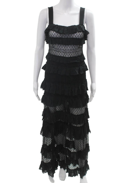 Isabel Marant Womens Black Square Neck Sleeveless Maxi Dress Size 38