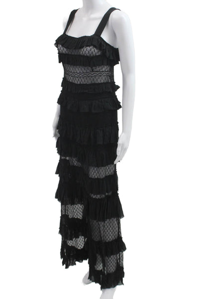 Isabel Marant Womens Black Square Neck Sleeveless Maxi Dress Size 38