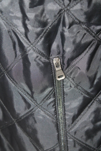 Boss Hugo Boss Unisex Quilted Jacket Black Cotton High Neck Zip Argyle Size S