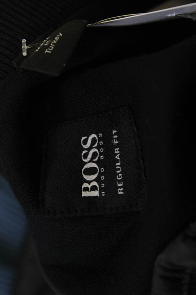 Boss Hugo Boss Unisex Quilted Jacket Black Cotton High Neck Zip Argyle Size S