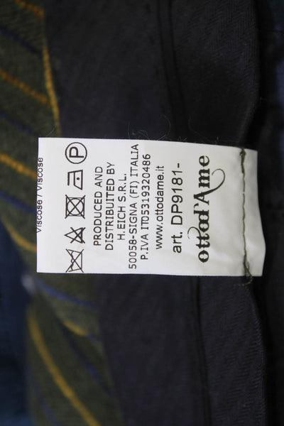 Ottod Ame Unisex Green Striped Dress Pants Cotton Wool Polyamide Acrylic Size 4