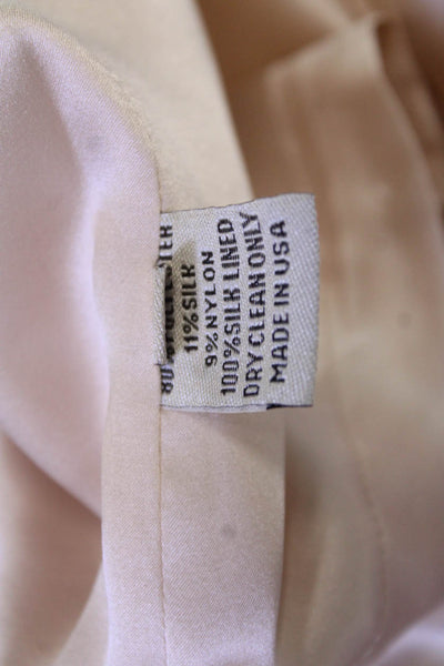Lela Rose Womens Beige Striped A-Line Pleated Silk Nylon Skirt Size 6