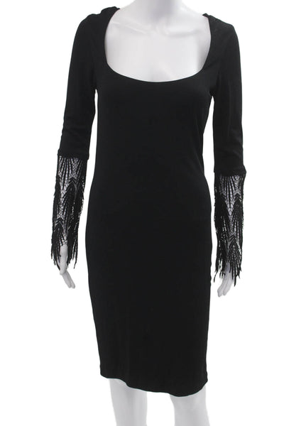 Marc Bouwer Women Bodycon Black Knee Square Neck Dress 3/4 Sleeve Size S