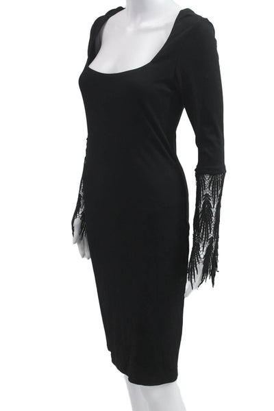 Marc Bouwer Women Bodycon Black Knee Square Neck Dress 3/4 Sleeve Size S