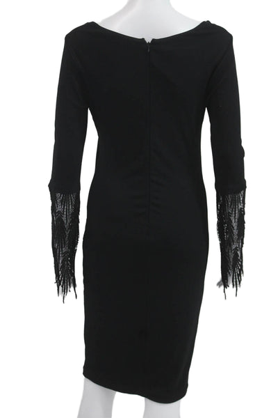Marc Bouwer Women Bodycon Black Knee Square Neck Dress 3/4 Sleeve Size S