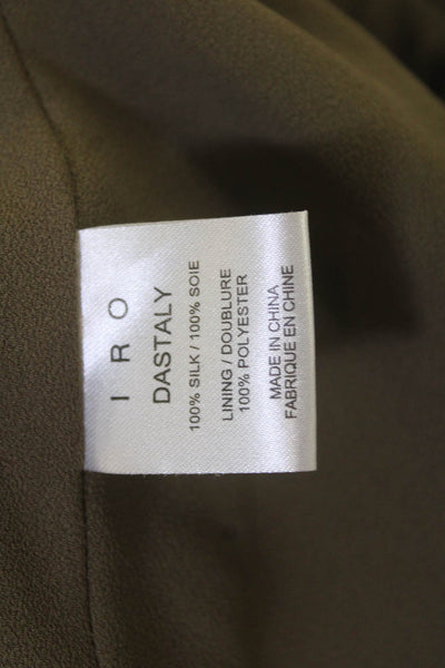 IRO Women Tank Shift Dress Brown Silk V Neck Sleeveless Knee Length Size 34