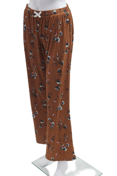 Nanette Lepore Womens Floral V Neck Short Sleeve Polyester Set Brown Size M