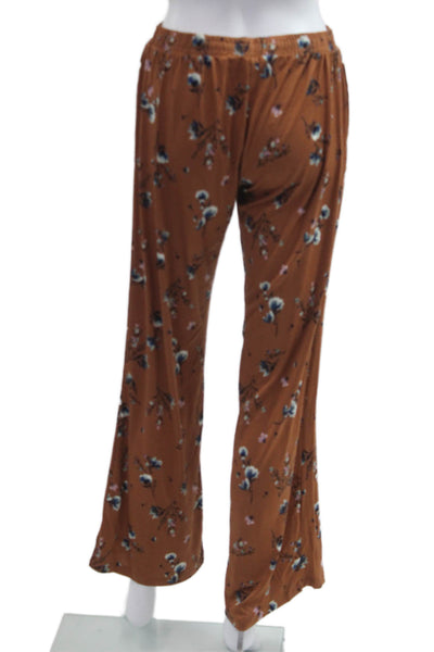 Nanette Lepore Womens Floral V Neck Short Sleeve Polyester Set Brown Size M
