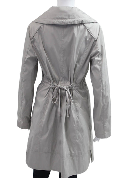 Cole Haan Womens Raincoat Windbreaker Gray Drawstring Polyester Size M