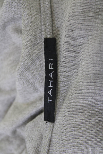 Tahari Womens Basic V-Neck Long Sleeve Gray Top Rayon Blend Size S