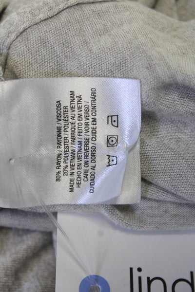 Tahari Womens Basic V-Neck Long Sleeve Gray Top Rayon Blend Size S