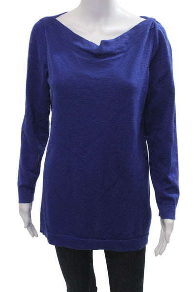 Eileen Fisher Women Merino Wool Tunic Sweater Blue Long Sleeve Size M