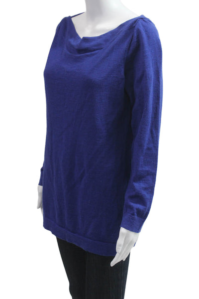 Eileen Fisher Women Merino Wool Tunic Sweater Blue Long Sleeve Size M