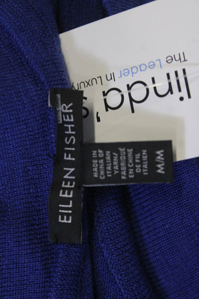 Eileen Fisher Women Merino Wool Tunic Sweater Blue Long Sleeve Size M