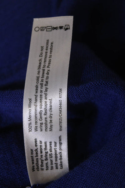 Eileen Fisher Women Merino Wool Tunic Sweater Blue Long Sleeve Size M