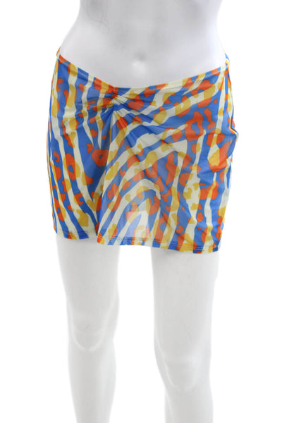 Solid & Striped Womens Mini Wrap Skirt Blue Geometric Polyester Elastane Size M