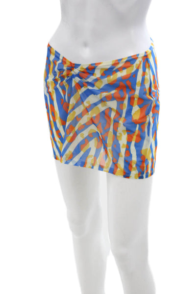 Solid & Striped Womens Mini Wrap Skirt Blue Geometric Polyester Elastane Size M