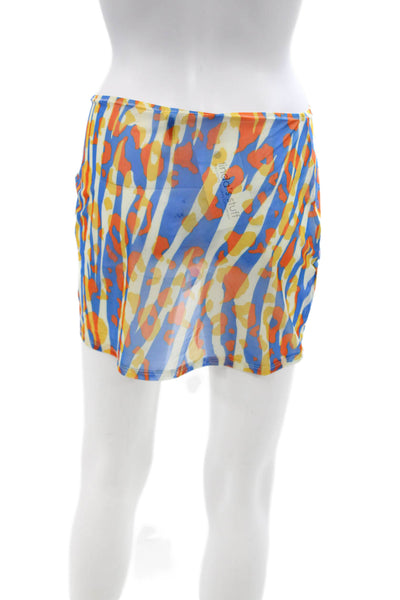 Solid & Striped Womens Mini Wrap Skirt Blue Geometric Polyester Elastane Size M