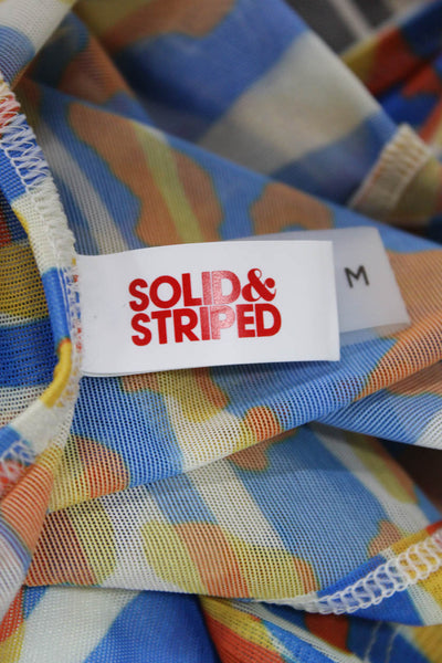 Solid & Striped Womens Mini Wrap Skirt Blue Geometric Polyester Elastane Size M