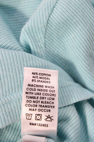 Cotton Citizen Women Light Blue Cropped Crewneck T-Shirt Long Sleeve Size S